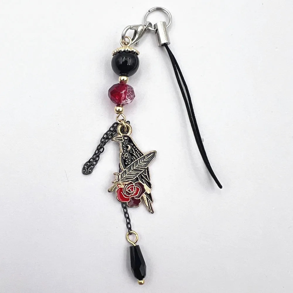 Game Love And Deepspace Sylus Cosplay Phone Chain Crow Rose Pendant Keyring Bag Keychain Accessories Halloween Props Key Chain