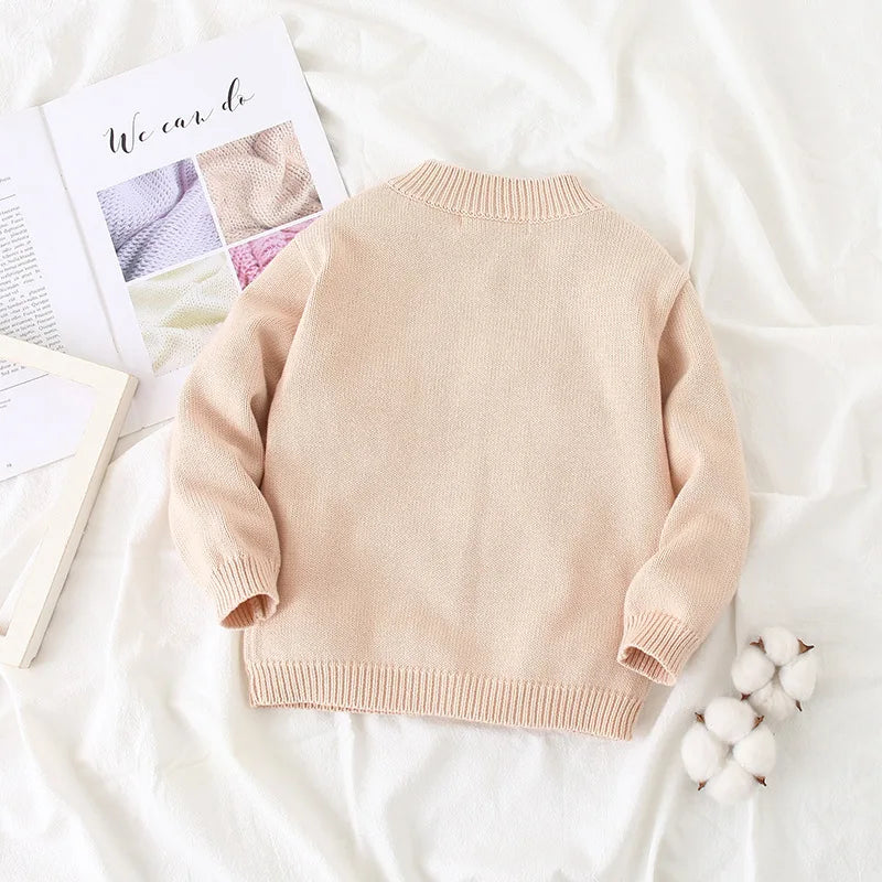 Autumn Kids Cardigan Sweaters Baby Girl Clothes Cartoon Letter Solid Cotton Sweater Boys Children Clothing Knitted Kids Sweaters