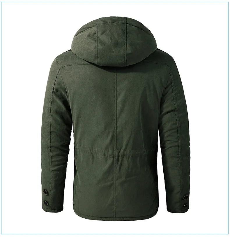 LZLLTT Men Winter Warm Parkas Mens Fleece Jacket Parkas Men Casual Cotton Outdoor Fur Trench Padded Jackets Coats
