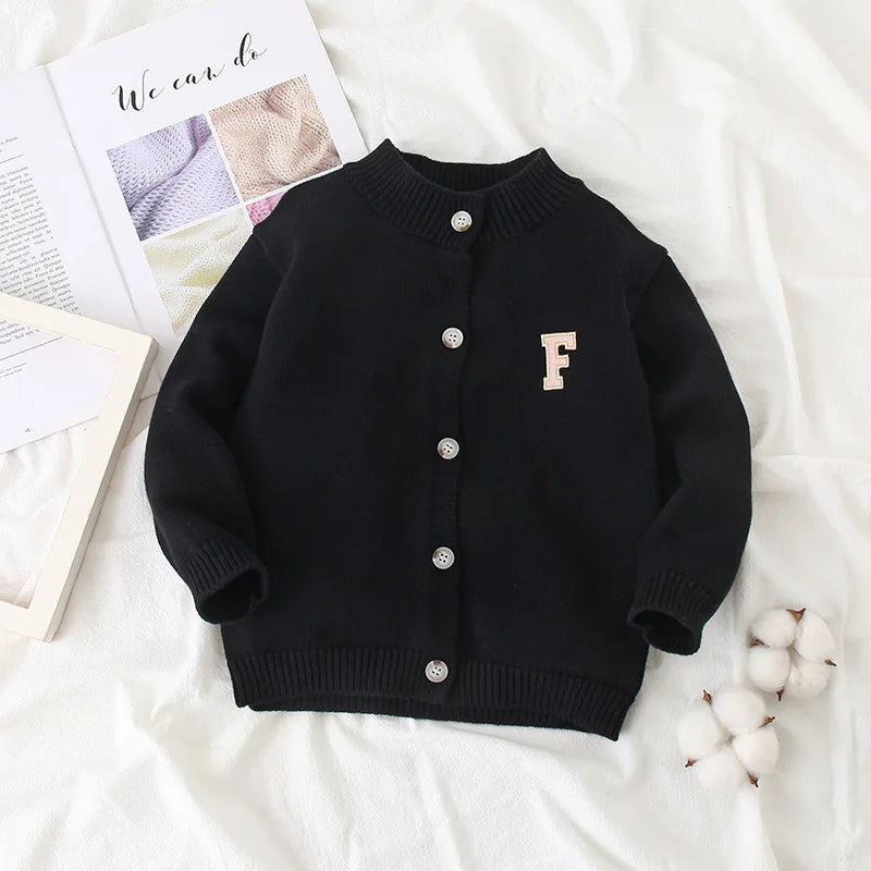 Autumn Kids Cardigan Sweaters Baby Girl Clothes Cartoon Letter Solid Cotton Sweater Boys Children Clothing Knitted Kids Sweaters