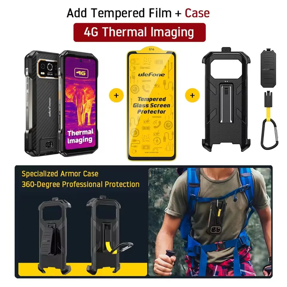 Ulefone Armor 27T Rugged Phone Thermal Imager 12GB+256GB 10600mAh 6.78'' Android 14 Helio G99 Night Vision 4G NFC Smartphone