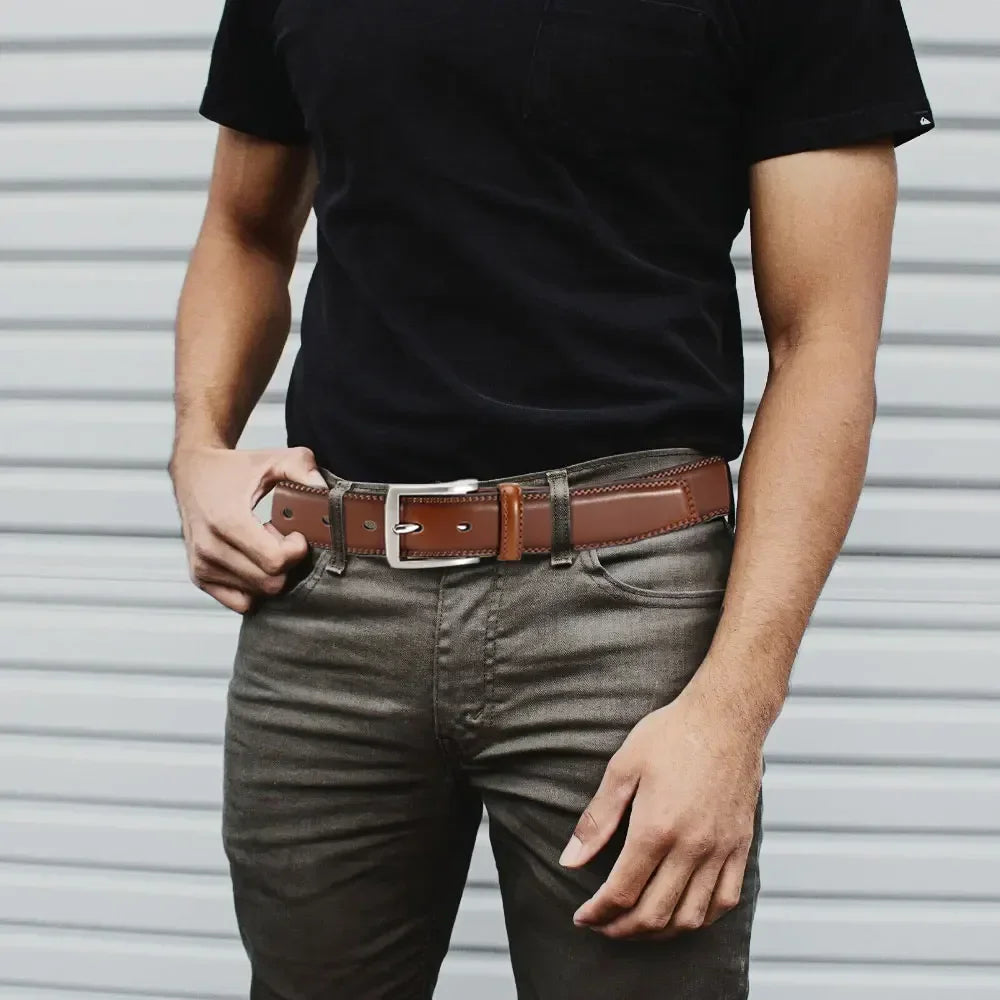 Men's Leather Belt Needle Buckle Belt Trendy New Casual Genuine Leather LONG Large Belts Cowhide Men's Belt Plus Size Men Belts