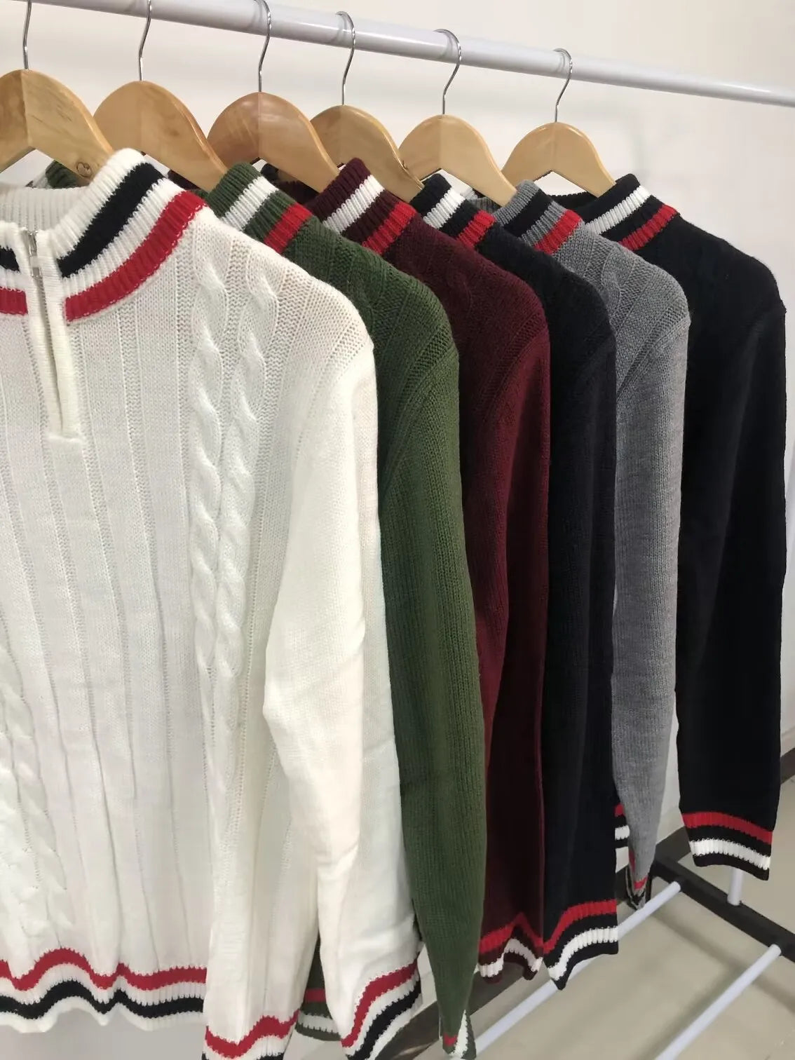 Men Pullovers Sweaters Turtleneck Zipper Thick Tops Full Sleeve Splice Simple Slim Fit Top Knit Casual Regular Autumn Winter