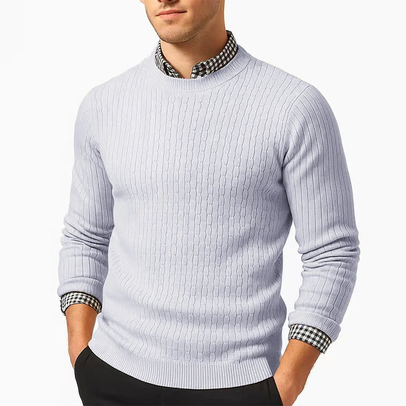 Men's Crewneck Sweater Knitted Pullover Casual Soft Lightweight Long Sleeve Dress Sweater Autumn Breathable Slim Fit Sweaters