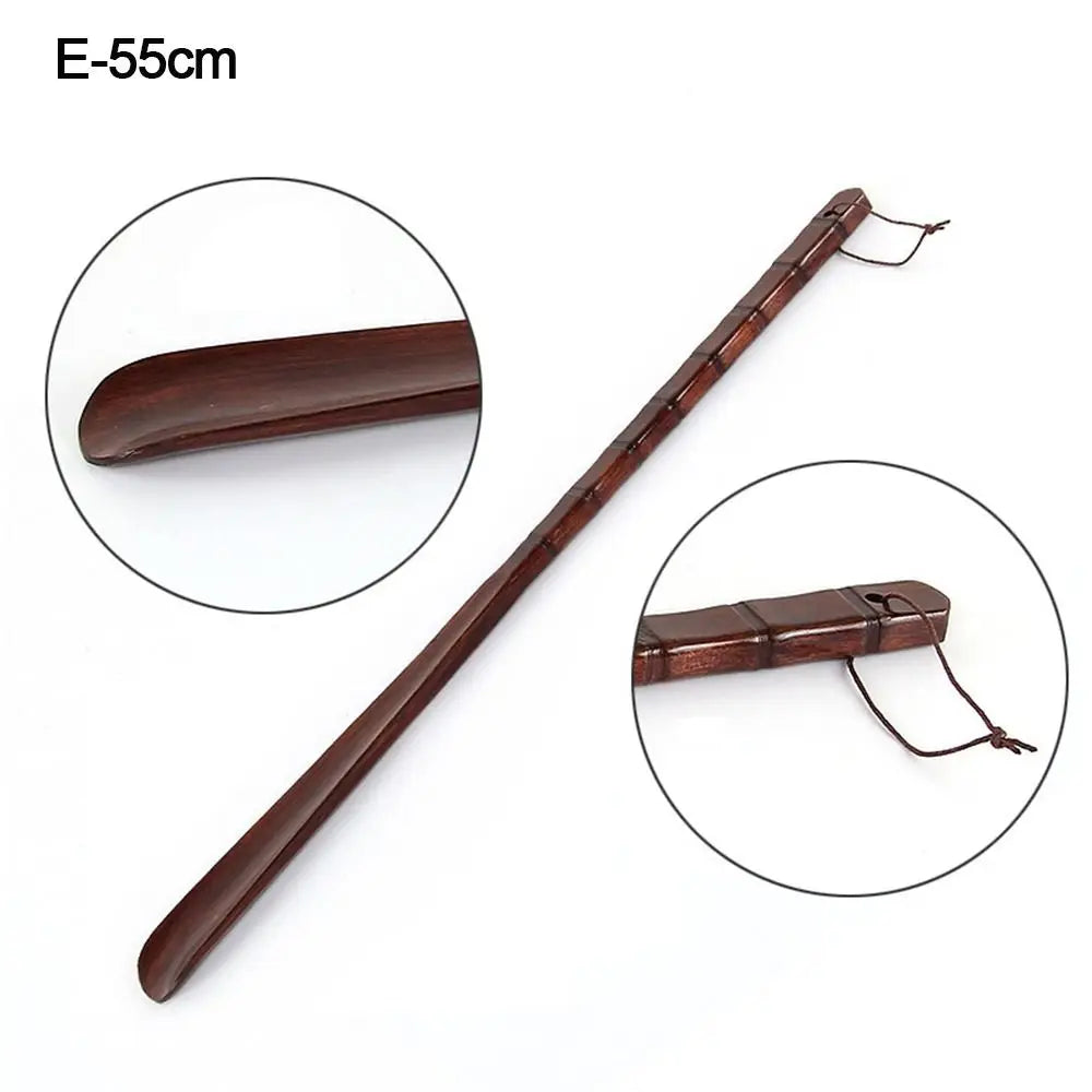 Wooden Shoe Horn Easy On Off Long Handle Hanging Loop Without Bending Over Shoe Horn For Seniors Pregnant Women