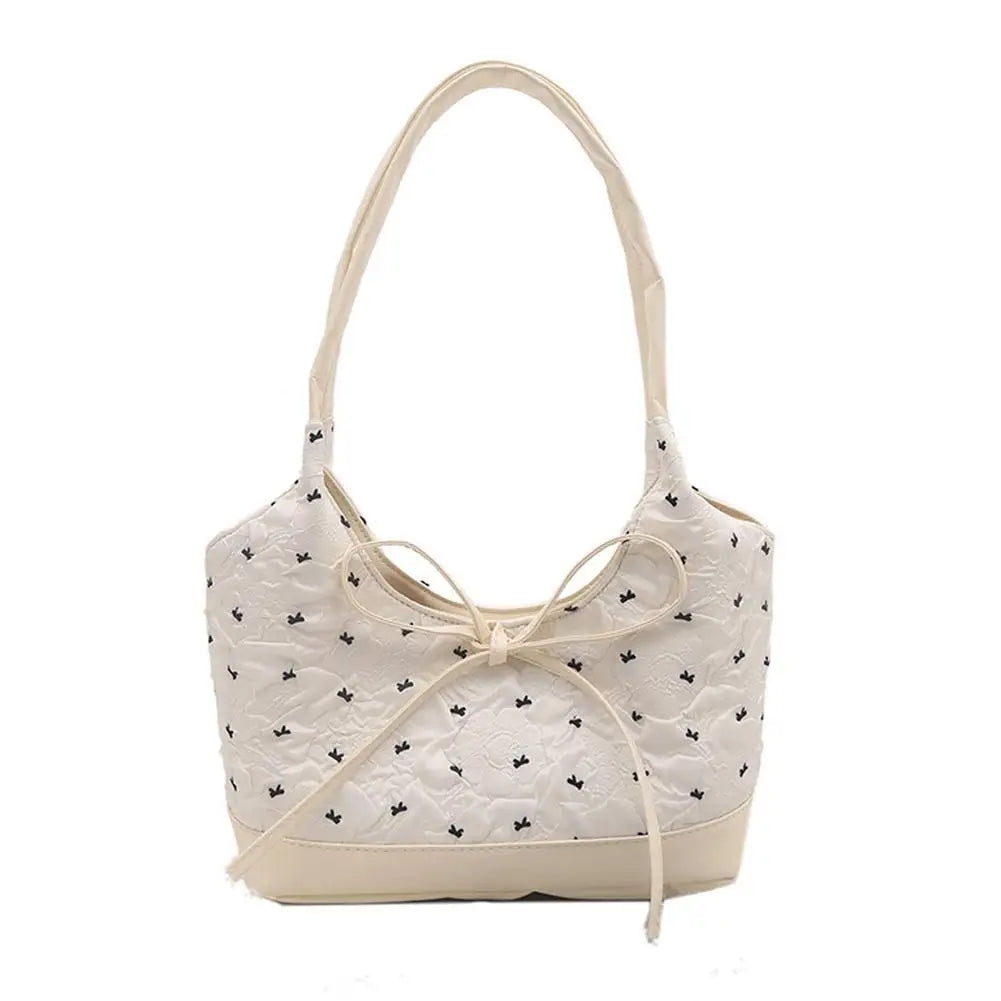 Large Capacity Shoulder Bag Bow Design Simple Unique Gentle Casual Underarm Bags Work School Commuting Practical Carrying Bag
