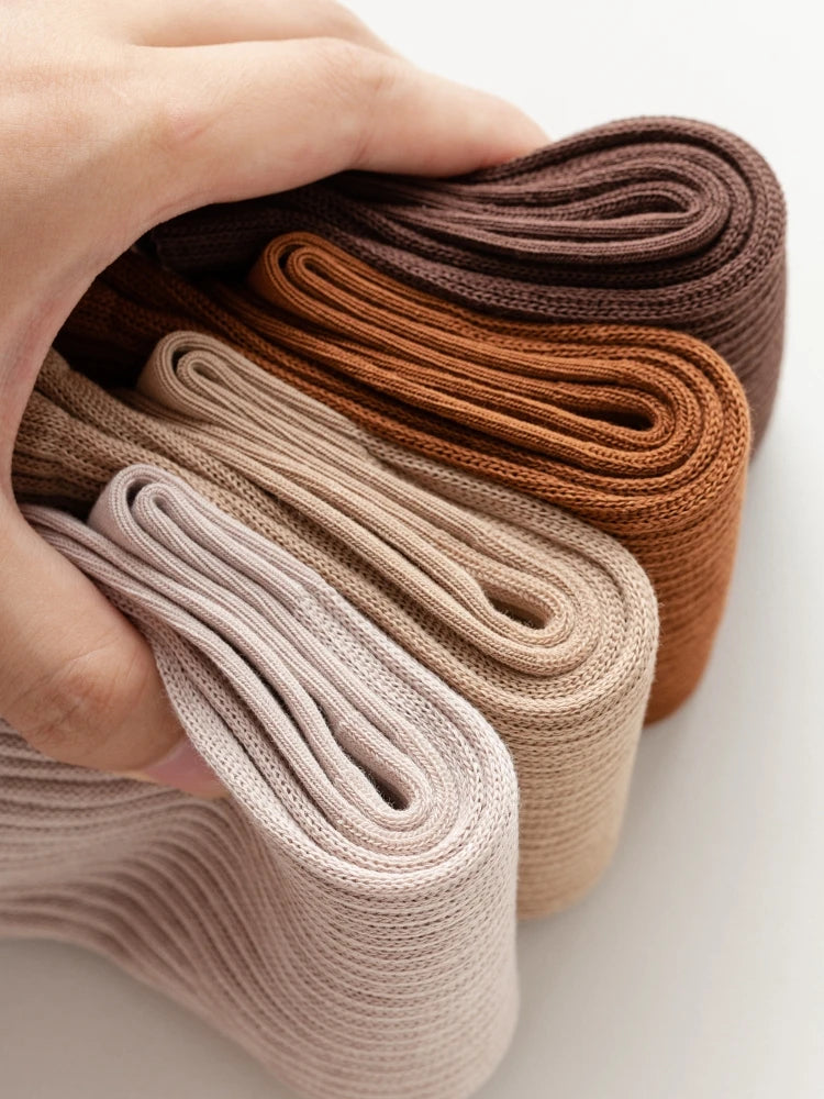 Men's High Quality Business Pure Cotton Socks Solid Color Fashion Casual Long Socks Harajuku Retro Wear-resistant Sports Socks