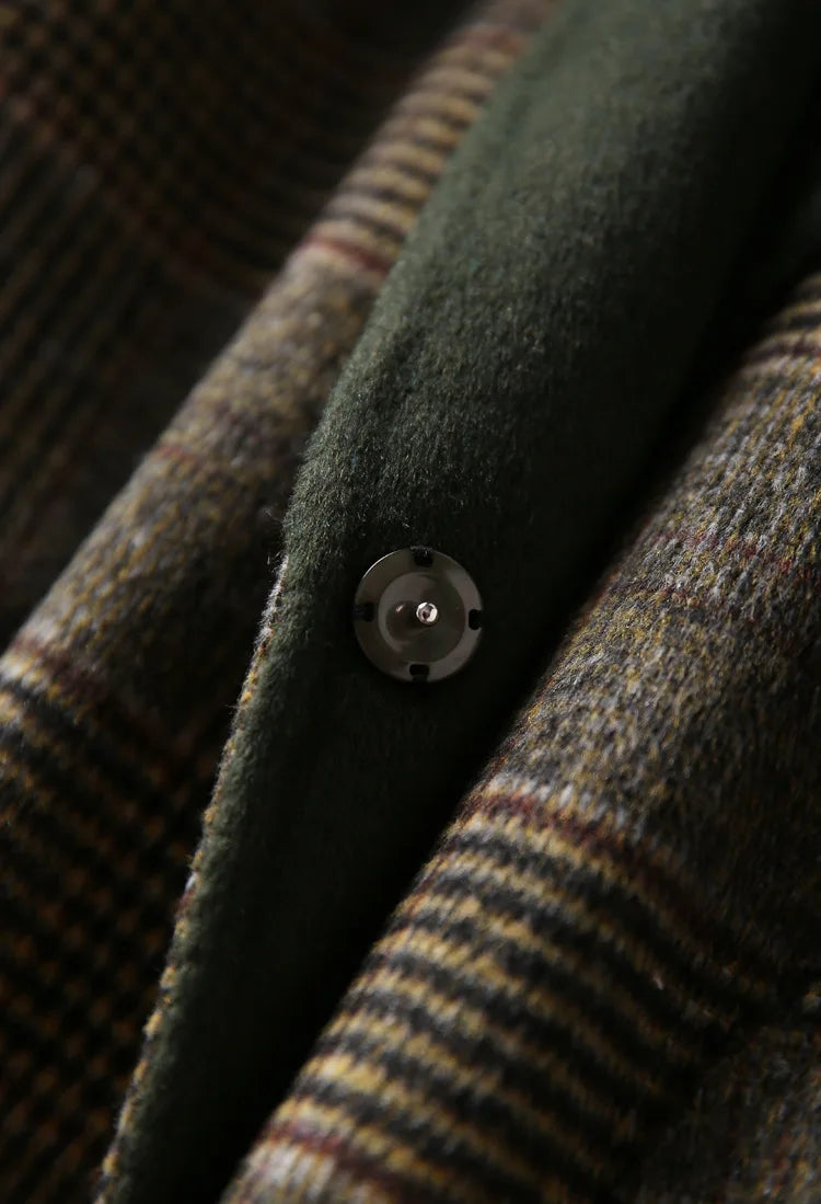 Handmade Sewn Double-sided Woolen Blazer Women Spring Autumn Plaid Wool Overcoat Office Lady Casual Suit Coat Thick Jacket