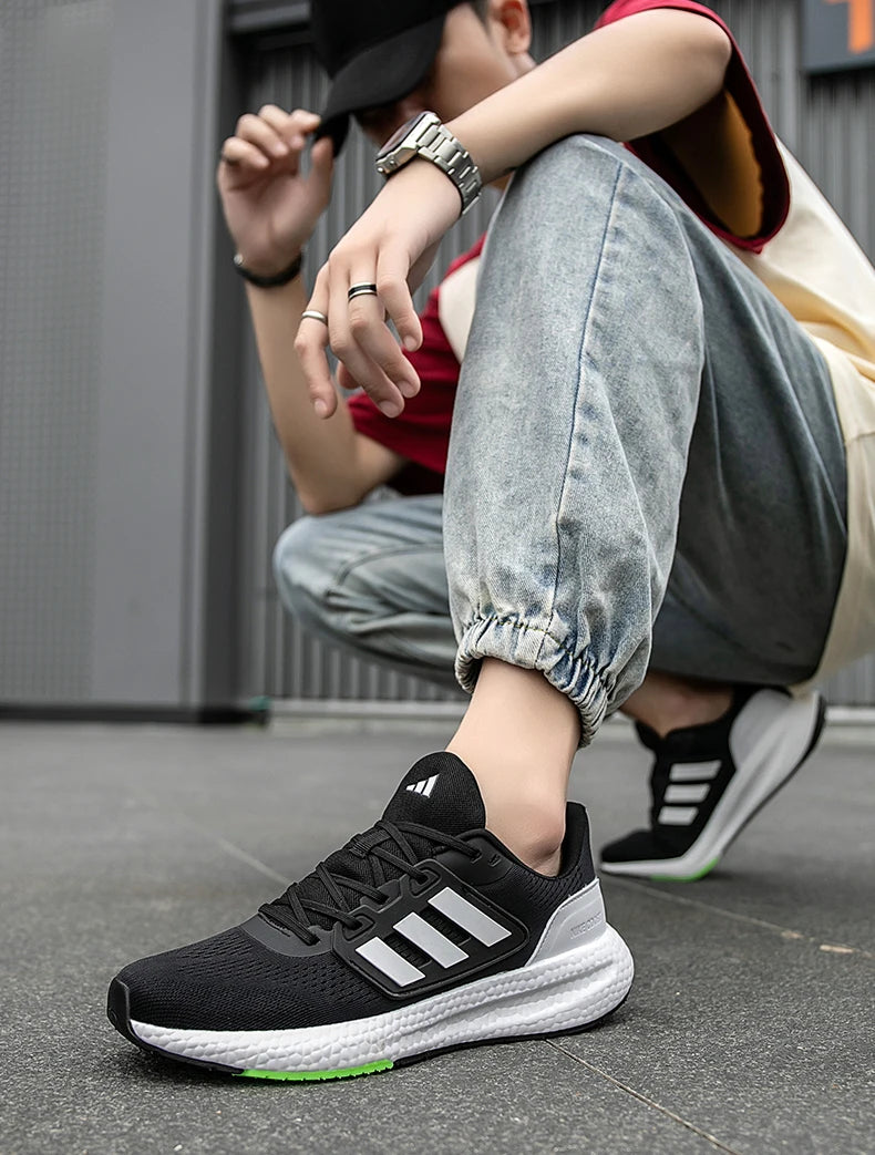 2025 New Summer Lightweight High Quality Three Bars Mesh Popcorn Sports Running Shoes Couple Style36-45 Breathable Comfortable