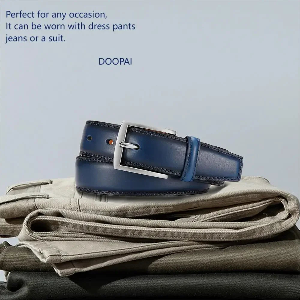 Men's Leather Belt Needle Buckle Belt Trendy New Casual Genuine Leather LONG Large Belts Cowhide Men's Belt Plus Size Men Belts