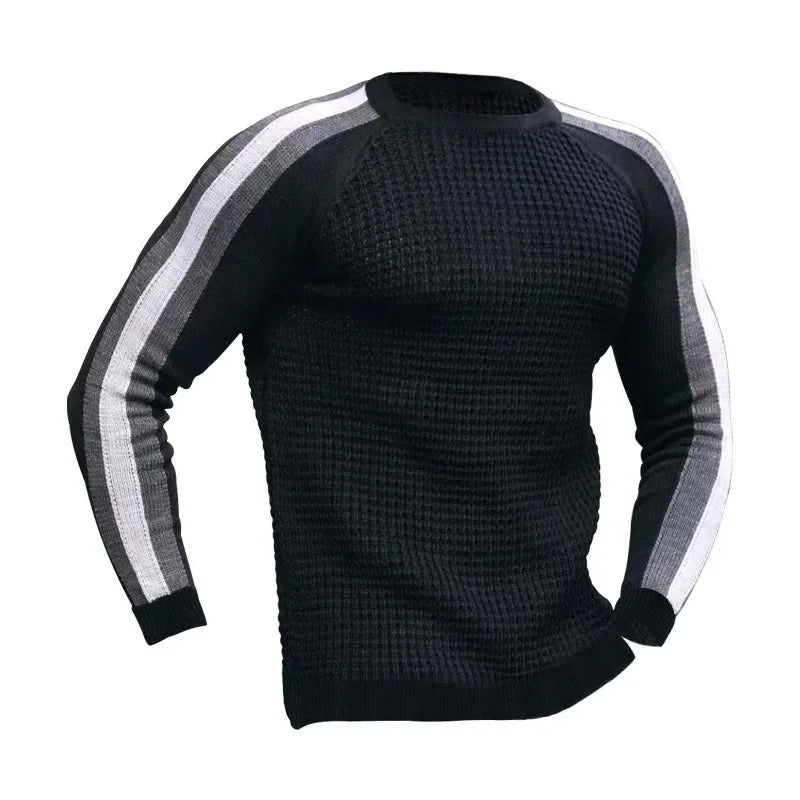 Fashionable Mens Casual Knitted Sweater Long Sleeved Round Neck Mens Sweater Knitted Pullover Men's Clothing