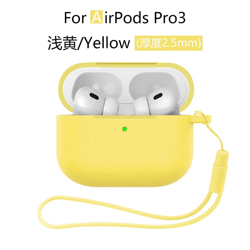for AirPods Pro 3 Case Cover 2025 with Lanyard Soft Skin Silicone Protective Shockproof Case For AirPods Pro 3 Case Accessories