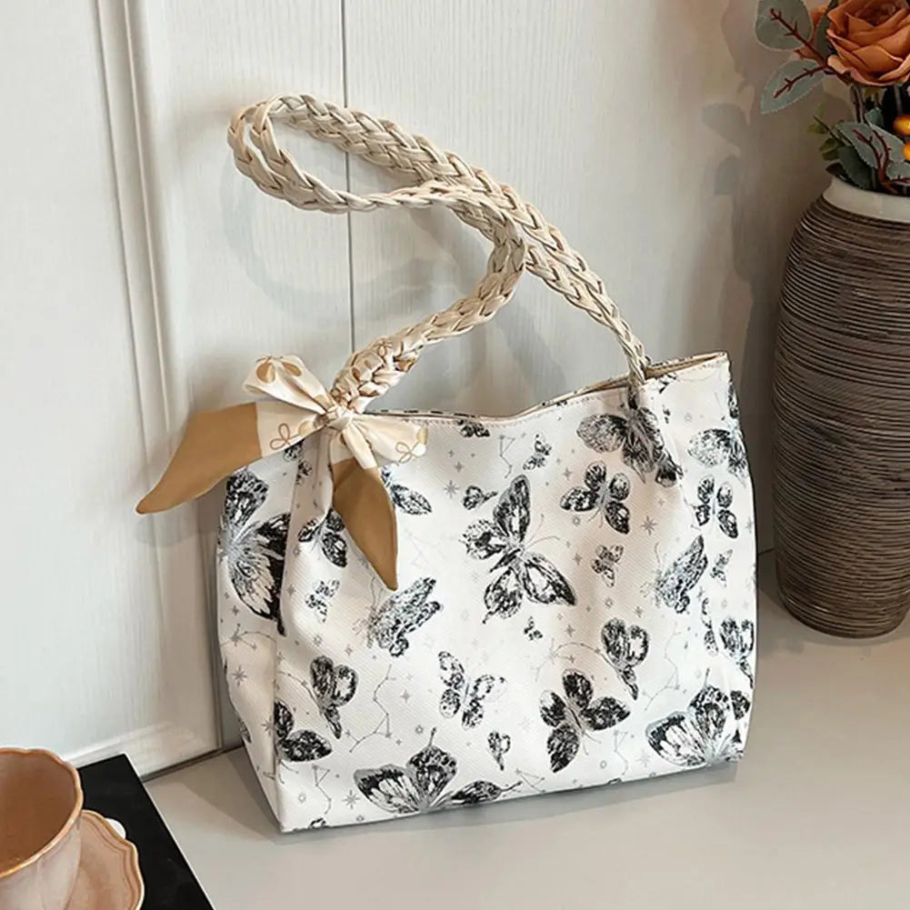 Large Capacity Shoulder Bag Bow Design Simple Unique Gentle Casual Underarm Bags Work School Commuting Practical Carrying Bag