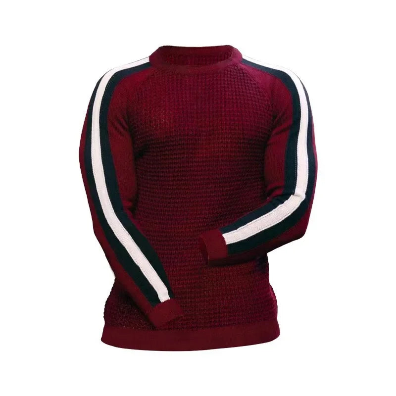 Fashionable Mens Casual Knitted Sweater Long Sleeved Round Neck Mens Sweater Knitted Pullover Men's Clothing