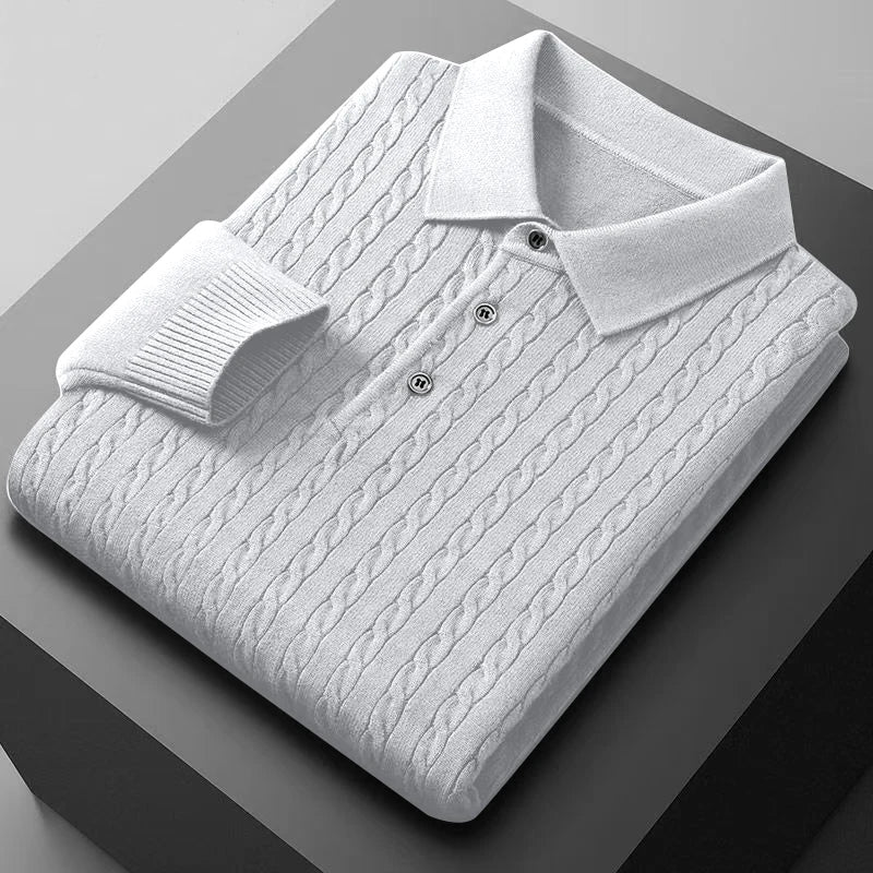 Men's Autumn Knitted Pullover Sweaters Woolen Button Cable Sweater Slim V-neck Long Sleeve Winter Outerwear Warm Heavyweight Top