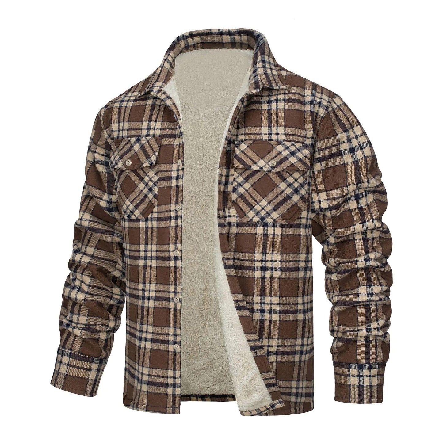 Men Autumn And Winter Fashion Casual Check Square Lapel Pocket Hoodless Fastening 2024 Winter Fashion Comfort Men's Jacket