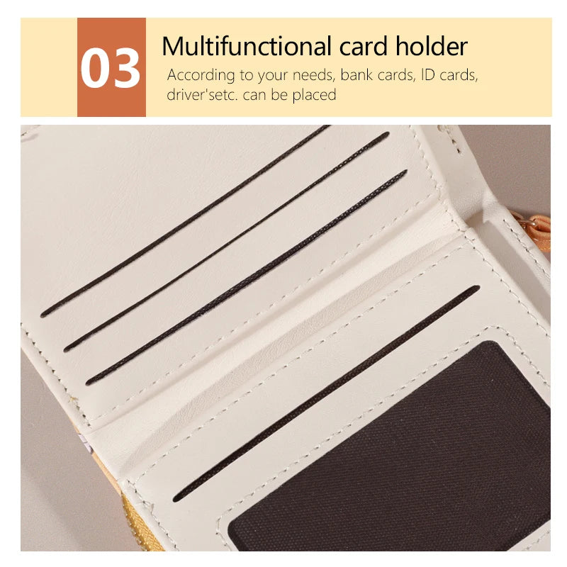 Flower patterned credit card holder for women or men's small card case with zipper hand-held wallet