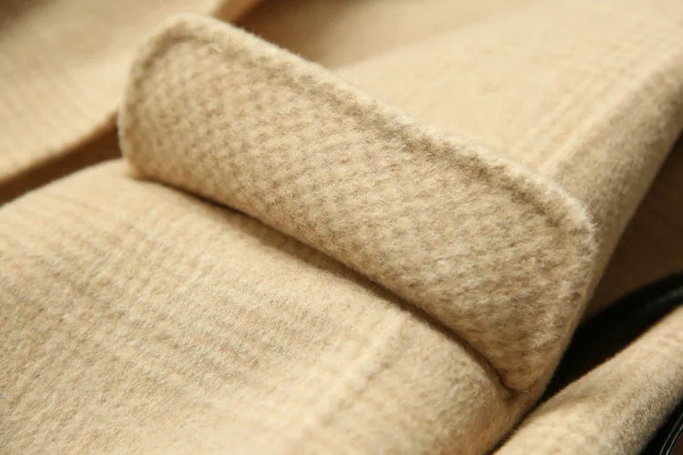 Handmade Sewn Double-sided Woolen Blazer Women Spring Autumn Plaid Wool Overcoat Office Lady Casual Suit Coat Thick Jacket