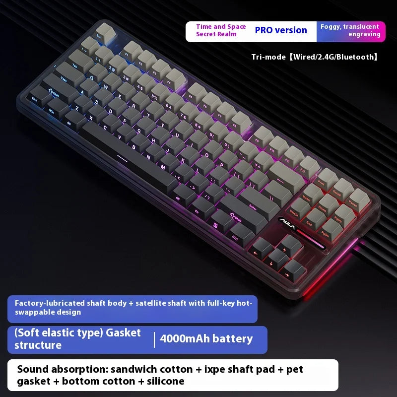 Aula Spider F87 Pro Mechanical Keyboard Wireless Customizable Triple Mode Bluetooth Gaming Esports Computer Side-Engraved Keycap