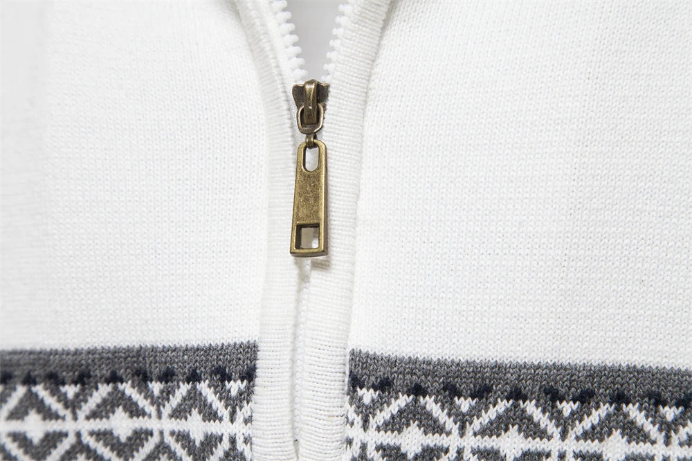 2023 New Autumn High Quality Zipper Pullers Men Warm Winter Cotton Sweaters for Men Ethnic Patterns Casual Mens Sweater