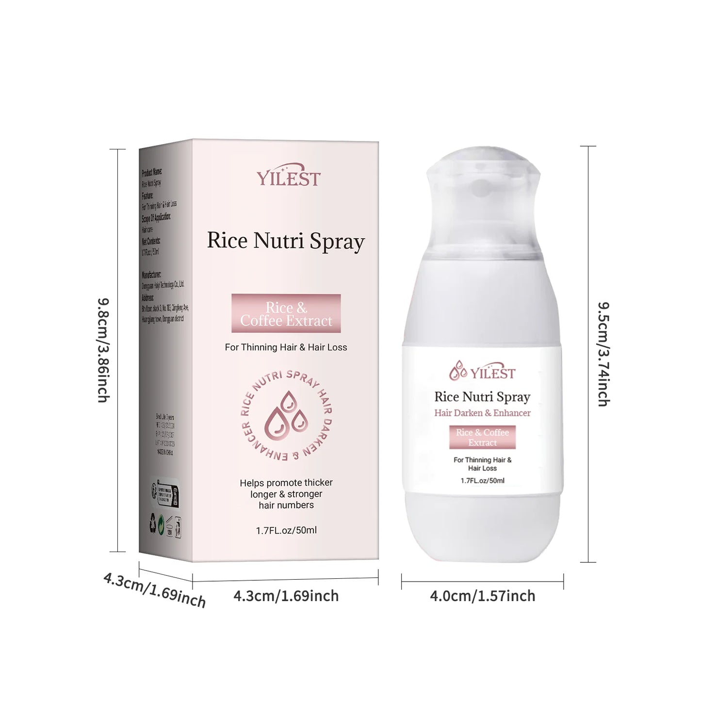 Hair Helper Spray, Rice Water Spray,Hair Strengthens Thickening,Natural Spray Stimulates Growth Soothes Scalp for Thinning Hair