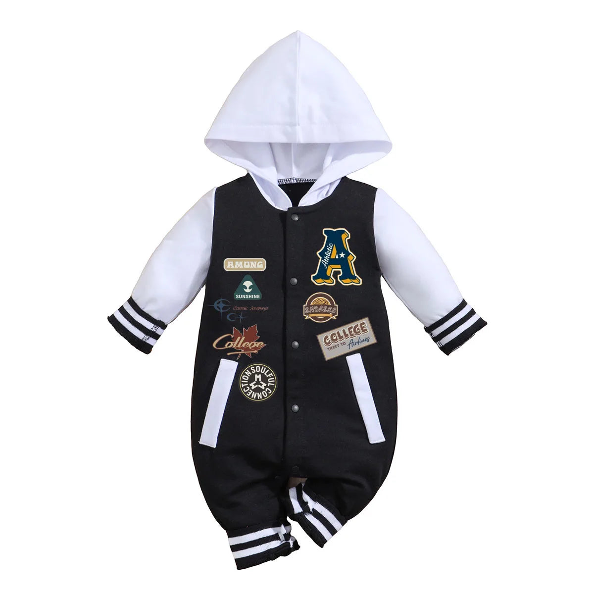 IURNXB Baby Boys Girls Romper Hooded Baseball Long Sleeve Infant Onesie Beach Outfits Newborn Sweatshirt Clothes Jumpsuit 0-18M