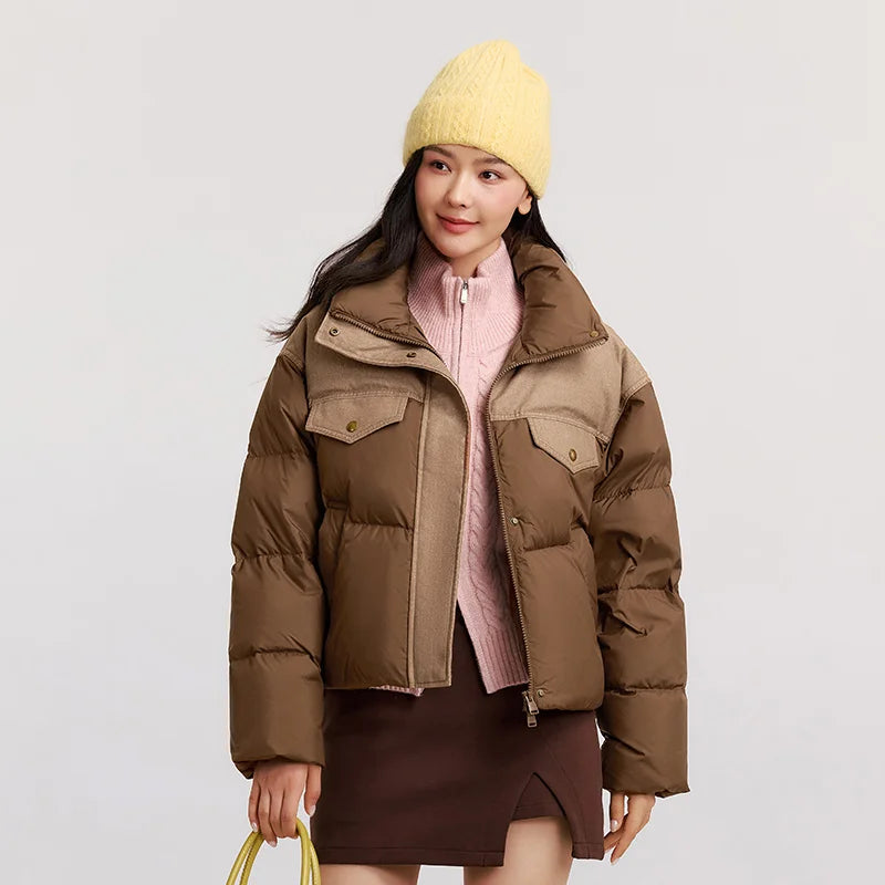 Semir Down Jacket Women Waterproof Patchwork Oversize Stand Collar 2025 Winter New Trendy Coat
