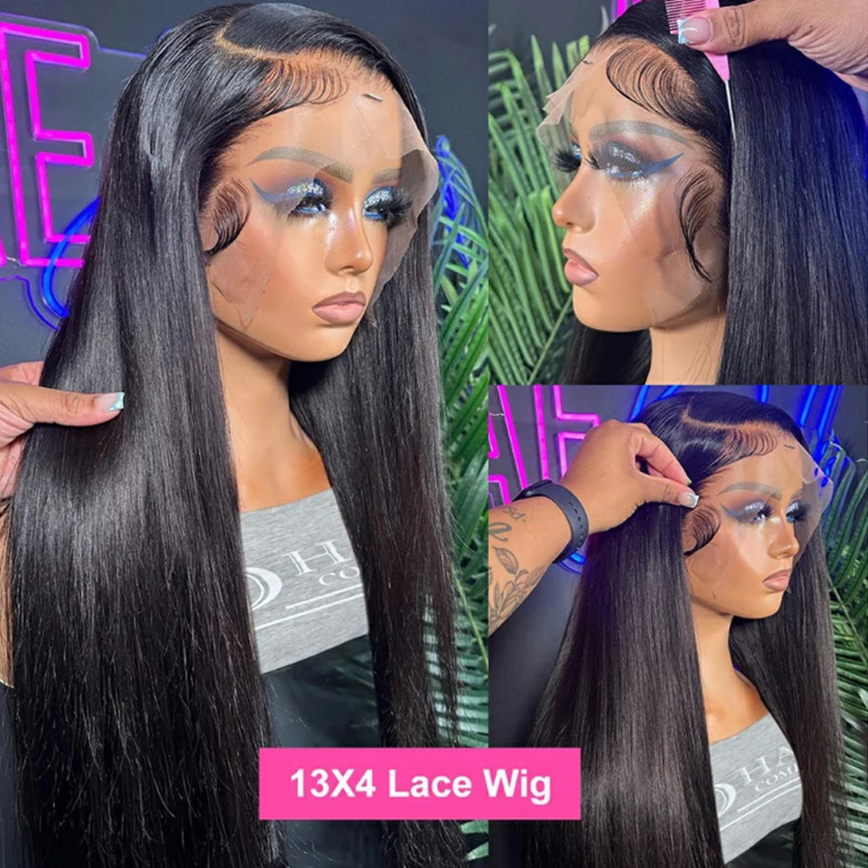 13X6 Straight Lace Front Wigs Human Hair 13x4 HD Transparent Lace Frontal Wig for Women Brazilian Virgin 4X4 Lace Closure wig