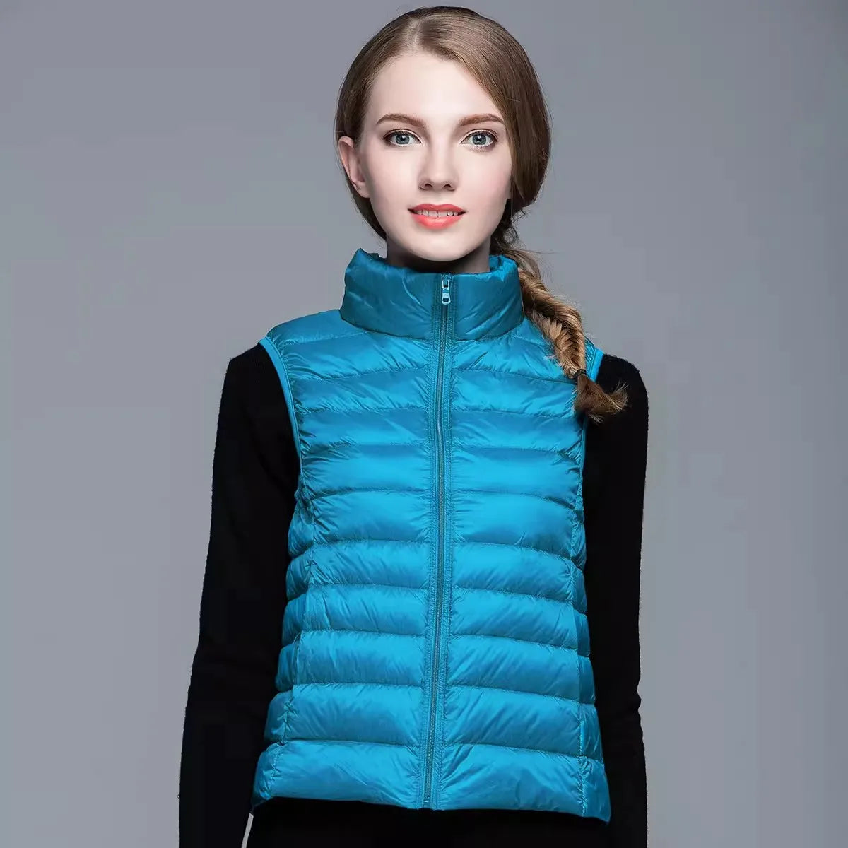 Autumn Ultra Lightweight Portable Tank Top Sleeveless Duck Down Coat Slim Fit Standing Collar Women's Down Vest Women's Coat