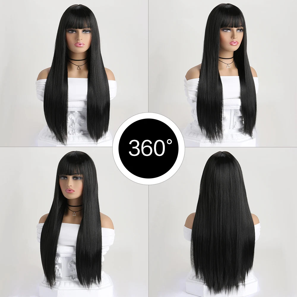 26Inch Colour Wig Long Straight Synthetic Wig for Women Fashion Wig for for Daily Halloween Costume Party Cosplay 