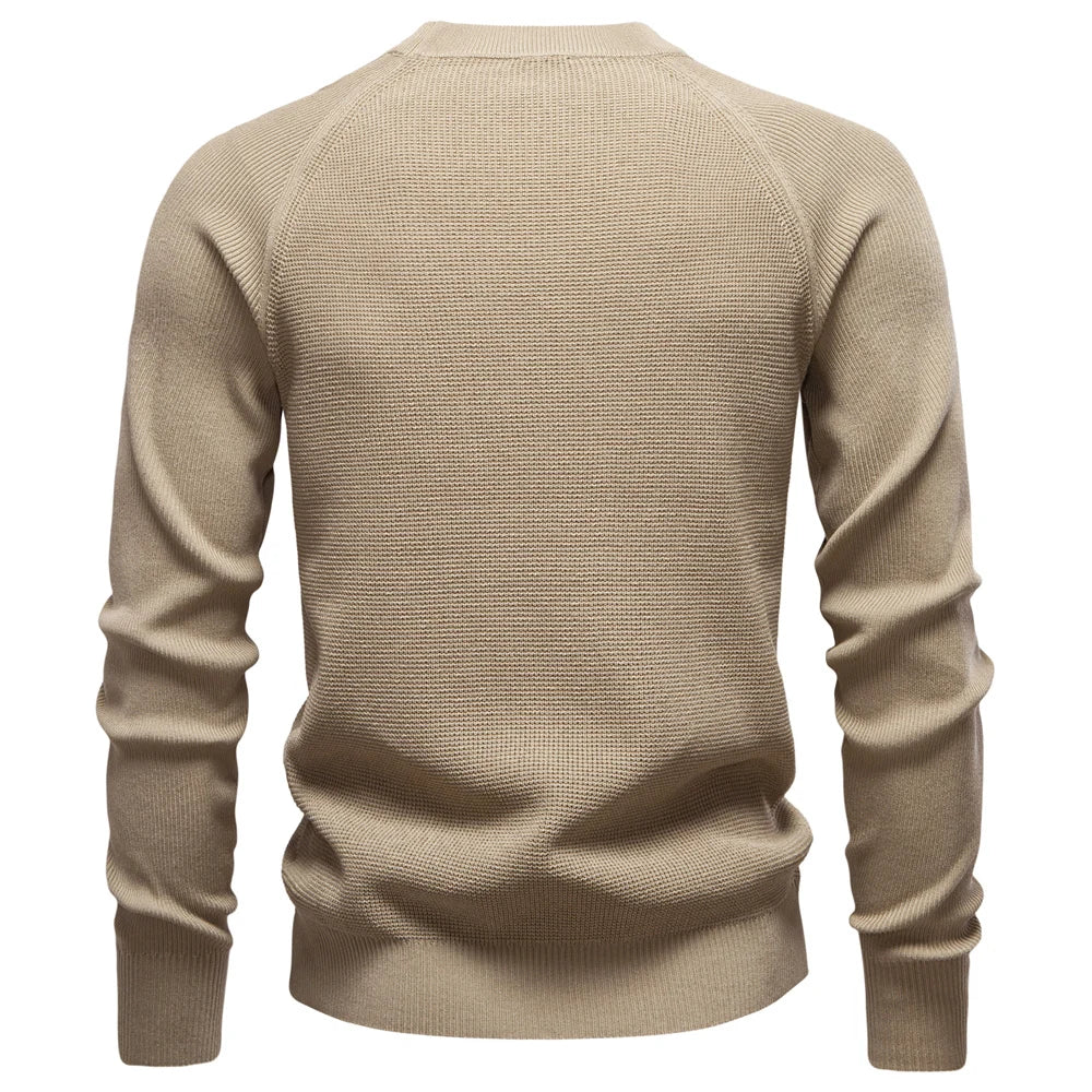 AIOPESON Raglan Sleeve Polo Shirt Men Henley Collar Solid Color Long Sleeve Heavyweight Cotton Business Casual Autumn Winter