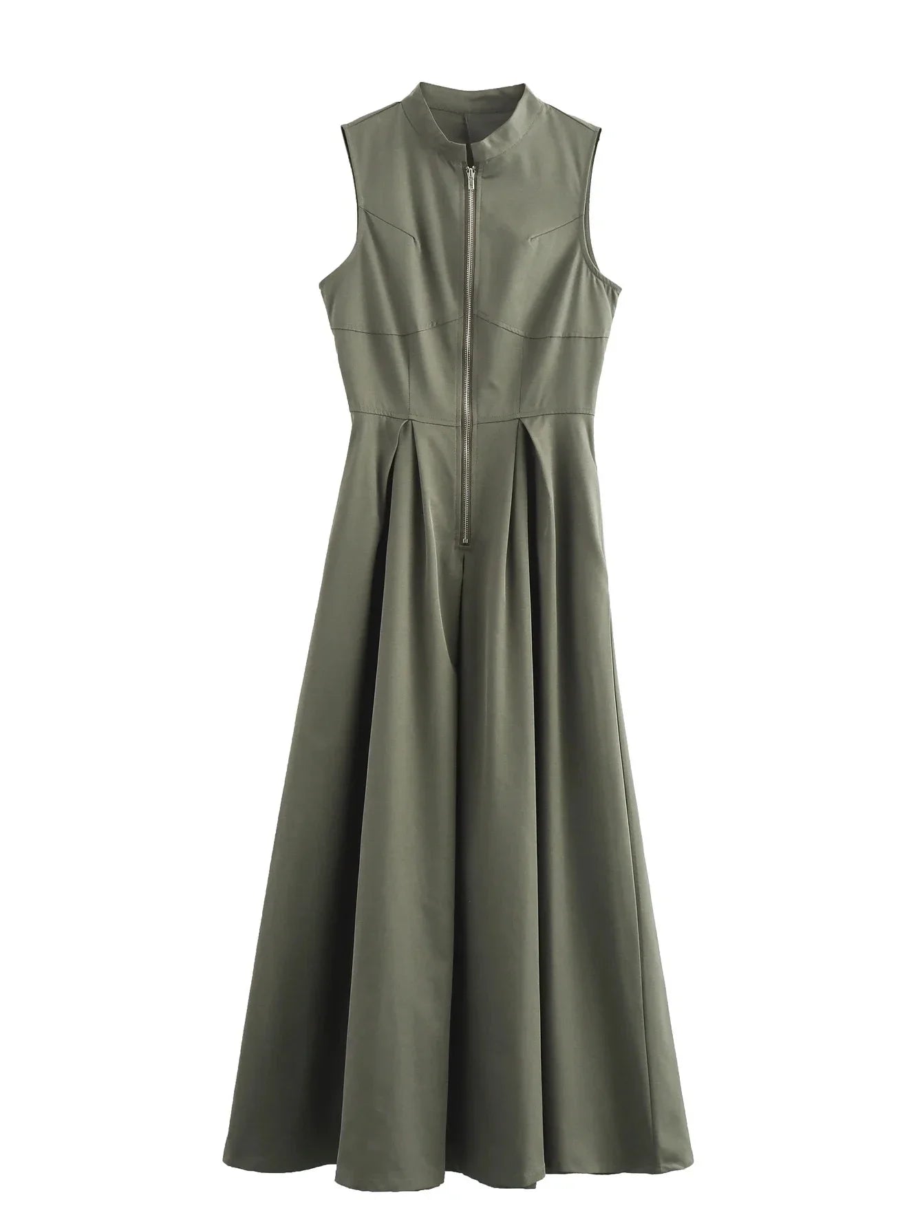 HXAO 2024 Woman Sleeveless Dresses Green White Women's Dress High waist Midi Dresses Evening Long Dresses