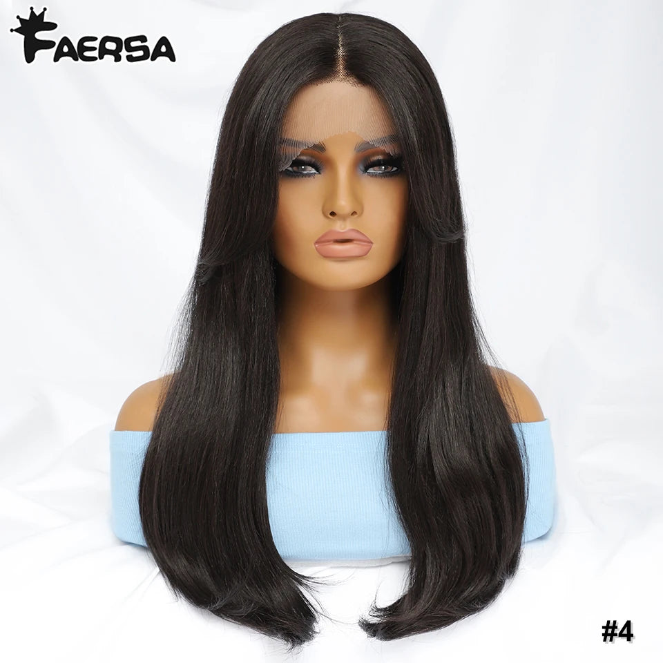 Synthetic Lace Front Wigs Long Straight Blonde Red Wig For Black Women Natural Ombre Brown Cosplay Lace Wig Halloween