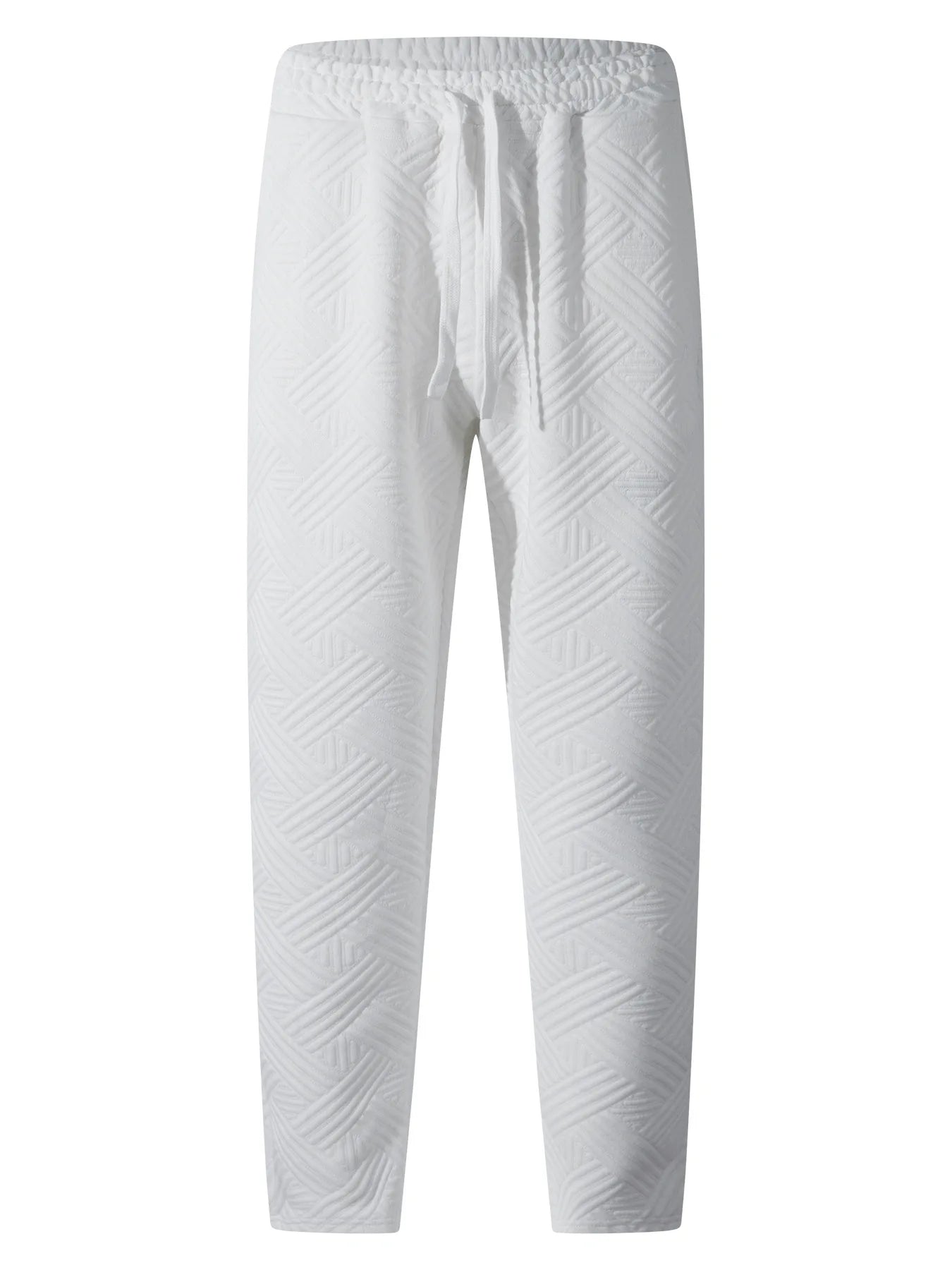 Men's sporty casual trousers, fashionable jacquard elastic waist street pants, solid-color loose all-season pants