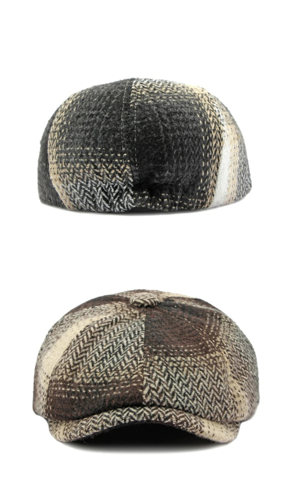 HT4184 Berets Autunm Winter Hats for Men Women Vintage Plaid Artist Painter Octagonal Beret Hat Male Female Beret Cap
