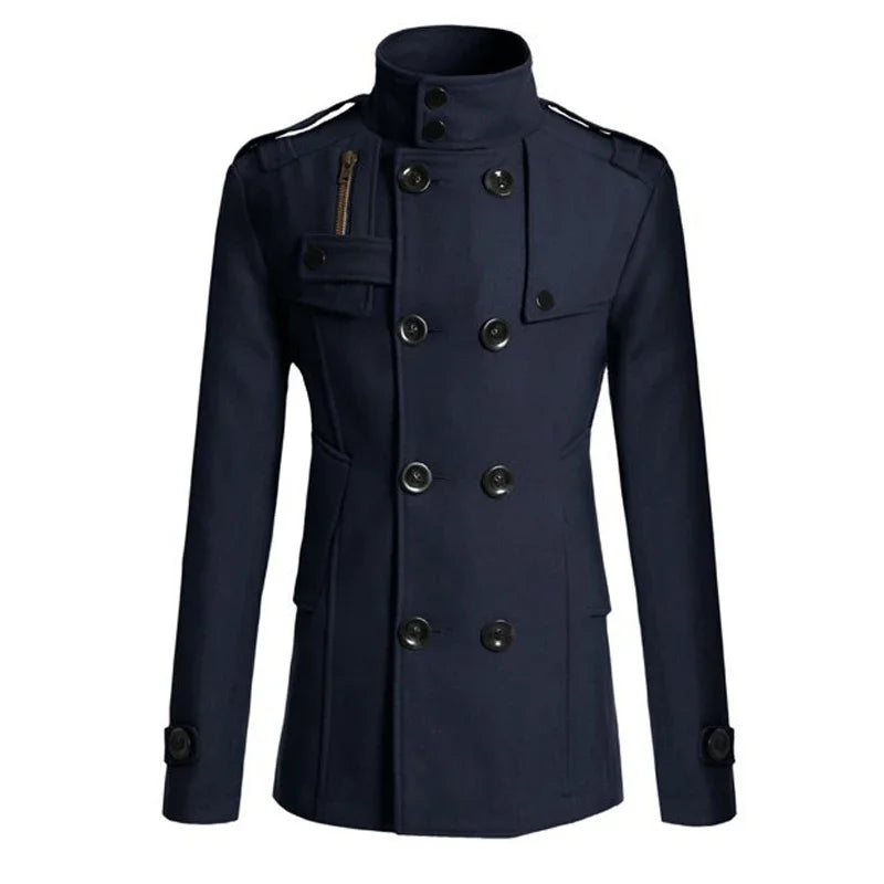 Men's Long Coat Winter Warm Woolen Overcoat Fashion Casual Lapel Button Gentleman Coat for Man High Street Top Coat