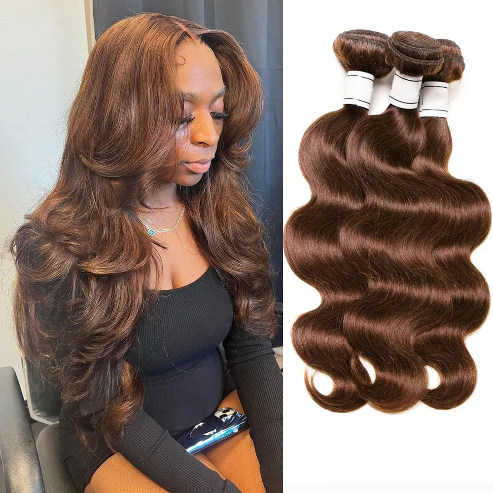 Chocolate Brown Body Wave Bundles Human Hair Weave Bundles Brazilian Hair Extensions 30 Inch Raw Hair Bundles 100% Human Hair