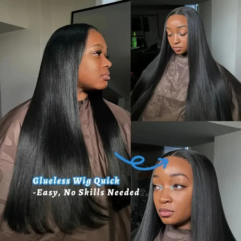 10x4 Glueless HD Lace Front Wigs 250% Silky Straight Human Hair Wigs Put On Go Halloween Glueless Wigs Straight 13x4 Lace Wigs