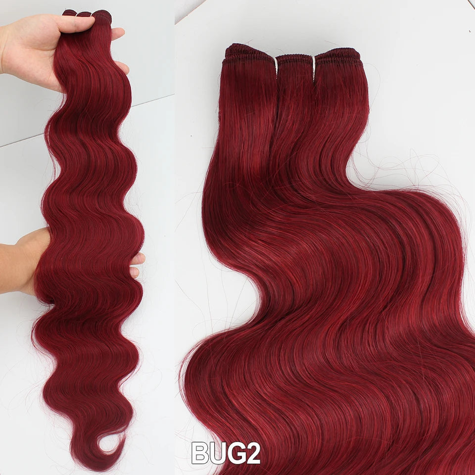 Russia Heat Resistant Synthetic Fiber Hair Extensions Natural Soft Body Wave Ponytail Hair Bundles 30inch 200g Thick For Women