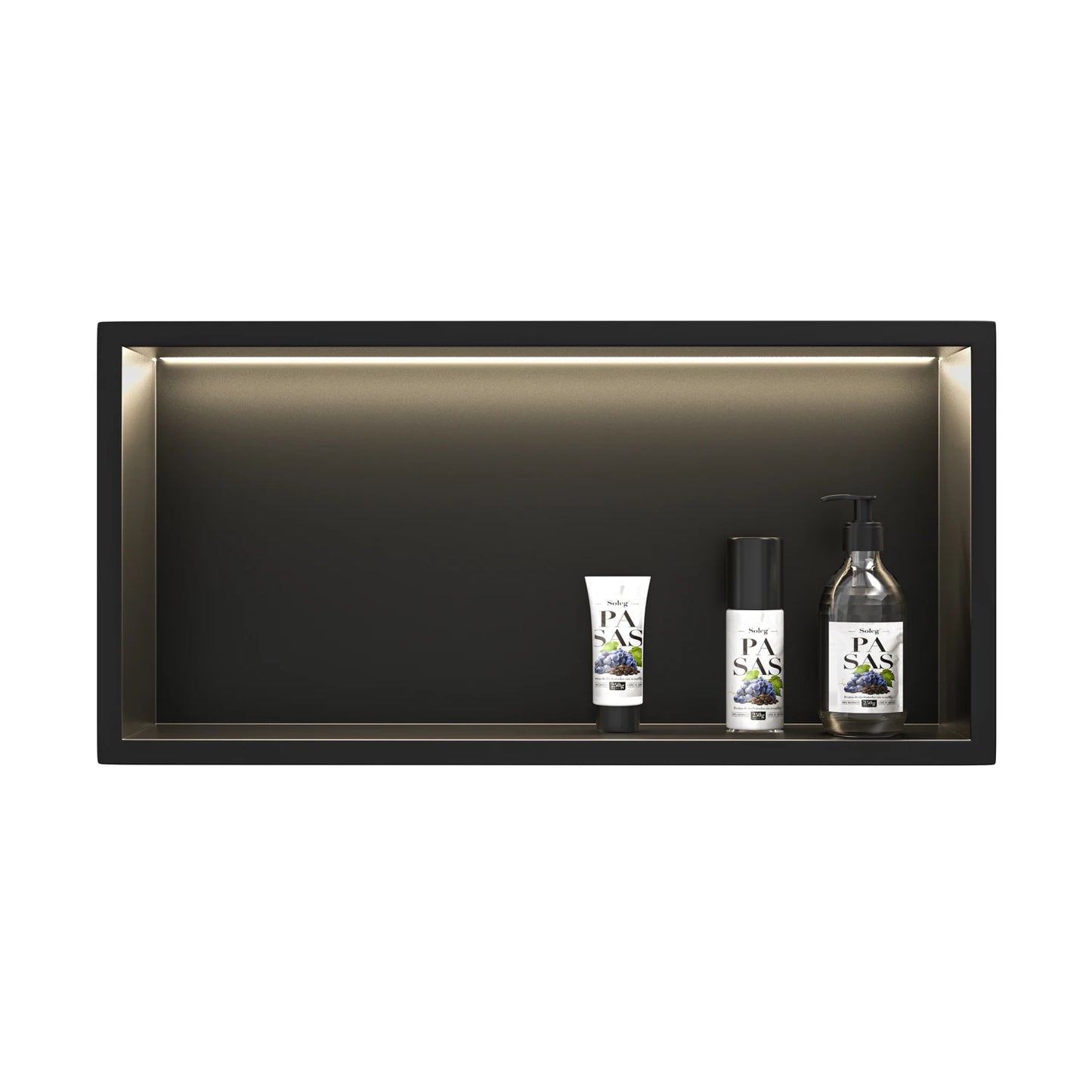 NEODRAIN Matte Black 12x24" LED Wall Niche IPX65 Waterproof Rated FCC Certified Ready to Ship From USA