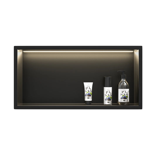 NEODRAIN Matte Black 12x24" LED Wall Niche IPX65 Waterproof Rated FCC Certified Ready to Ship From USA