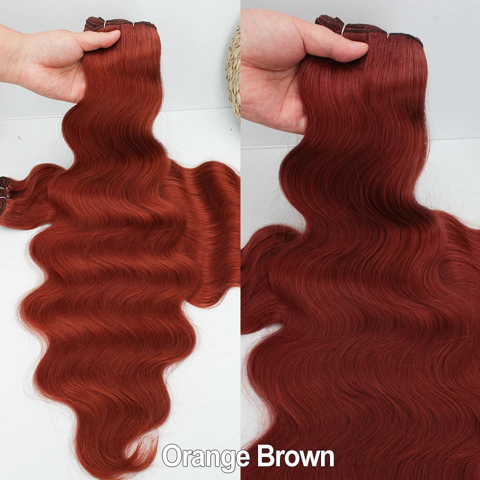 Russia Heat Resistant Synthetic Fiber Hair Extensions Natural Soft Body Wave Ponytail Hair Bundles 30inch 200g Thick For Women