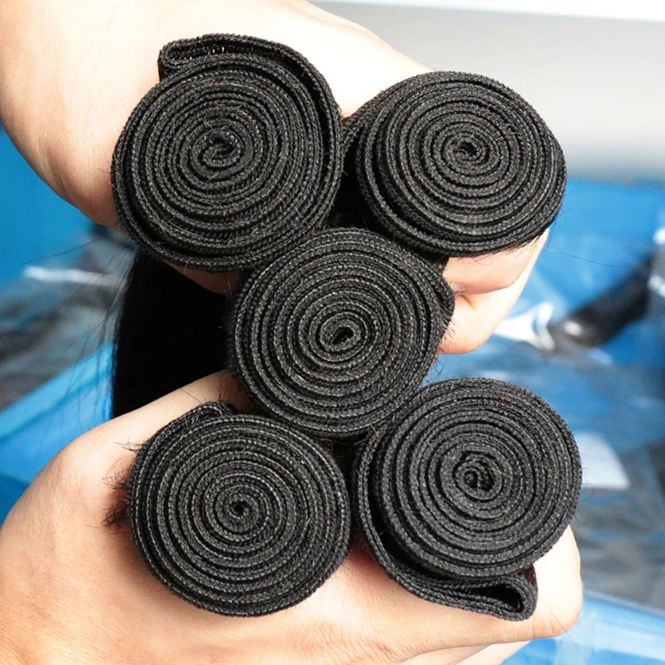 Straight Bundles Human Hair Weave Bundle Double Drawn Brazilian Remy Hair Extensions 30 32 Inch Raw Hair Bundles 100% Human Hair