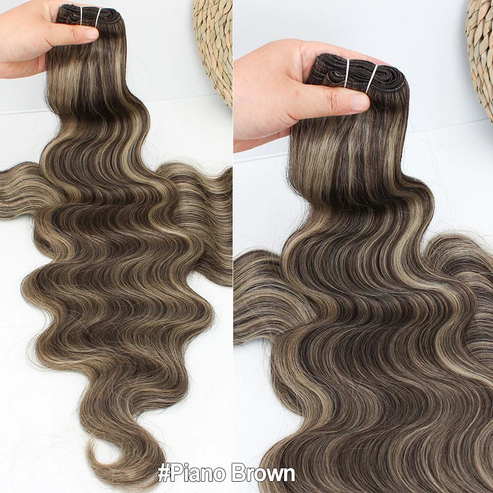Russia Heat Resistant Synthetic Fiber Hair Extensions Natural Soft Body Wave Ponytail Hair Bundles 30inch 200g Thick For Women