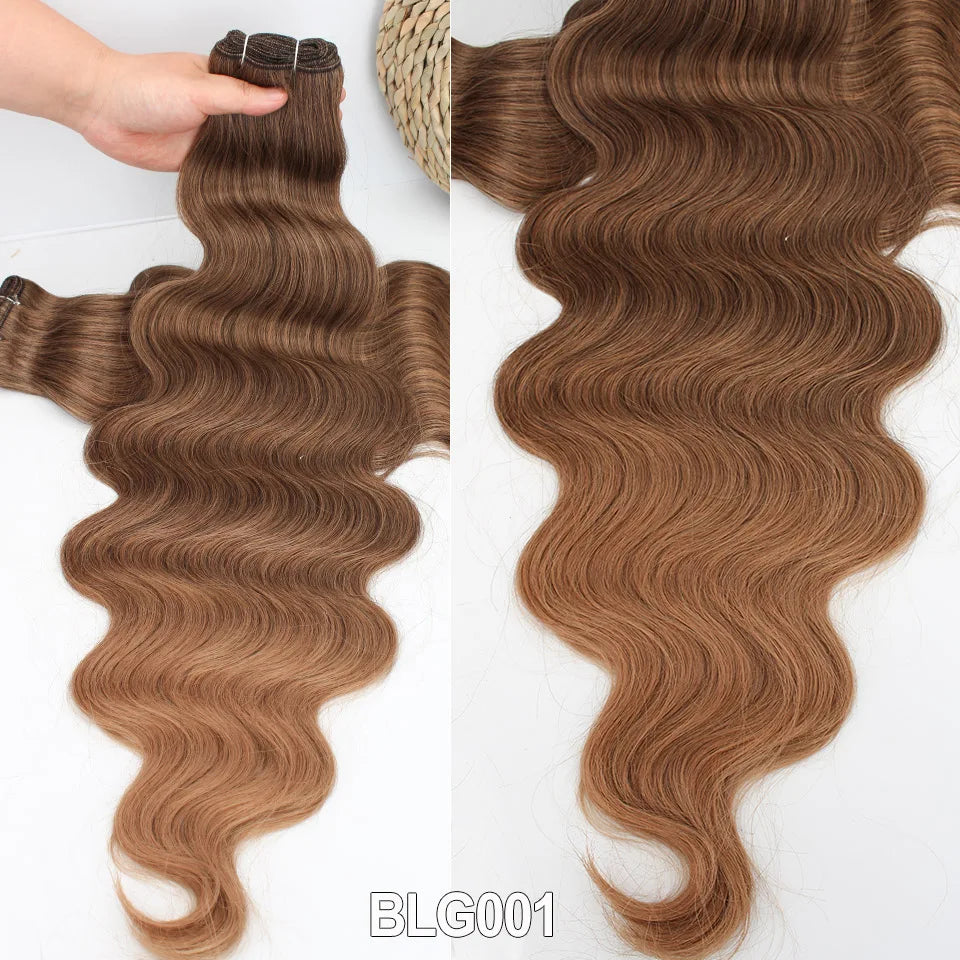 Russia Heat Resistant Synthetic Fiber Hair Extensions Natural Soft Body Wave Ponytail Hair Bundles 30inch 200g Thick For Women