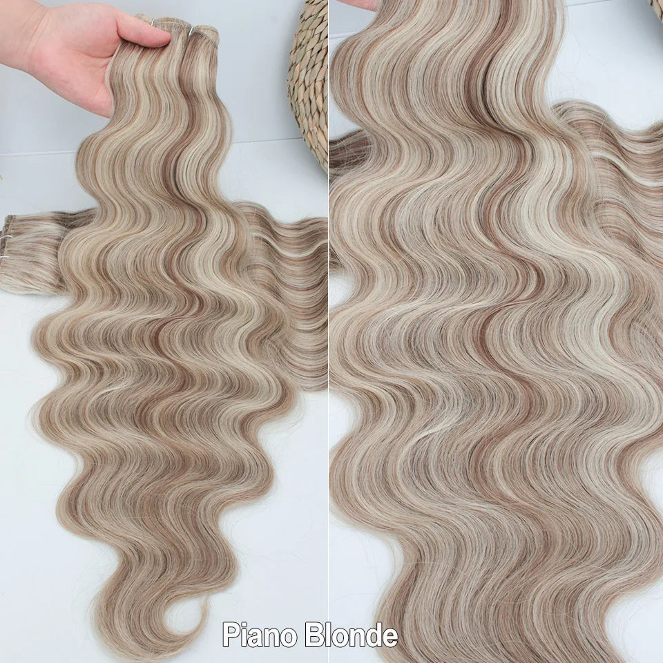 Russia Heat Resistant Synthetic Fiber Hair Extensions Natural Soft Body Wave Ponytail Hair Bundles 30inch 200g Thick For Women