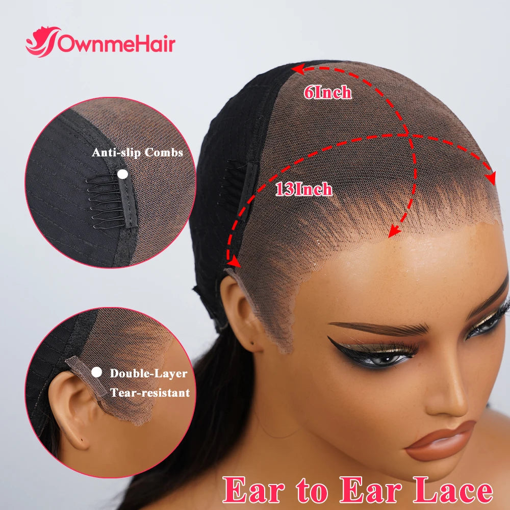 13x6 Bye Bye Knots Glueless Wigs Human Hair Ready to Wear Bone Straight Lace Front Wig Human Hair Wig Bleached Knots Megalook