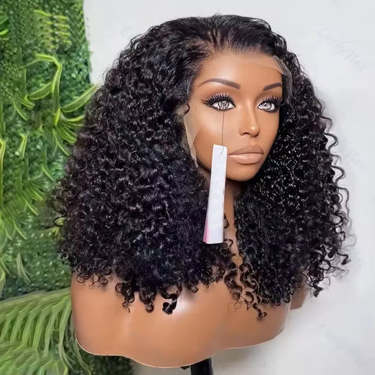 230 Density Short Bob Wig 13x4 HD Transparent Lace Human Hair Wigs Brazilian Lace Front Wig Deep Wave Human Hair Wig For Women