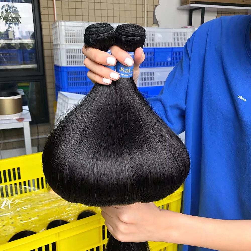 Straight Bundles Human Hair Weave Bundle Double Drawn Brazilian Remy Hair Extensions 30 32 Inch Raw Hair Bundles 100% Human Hair