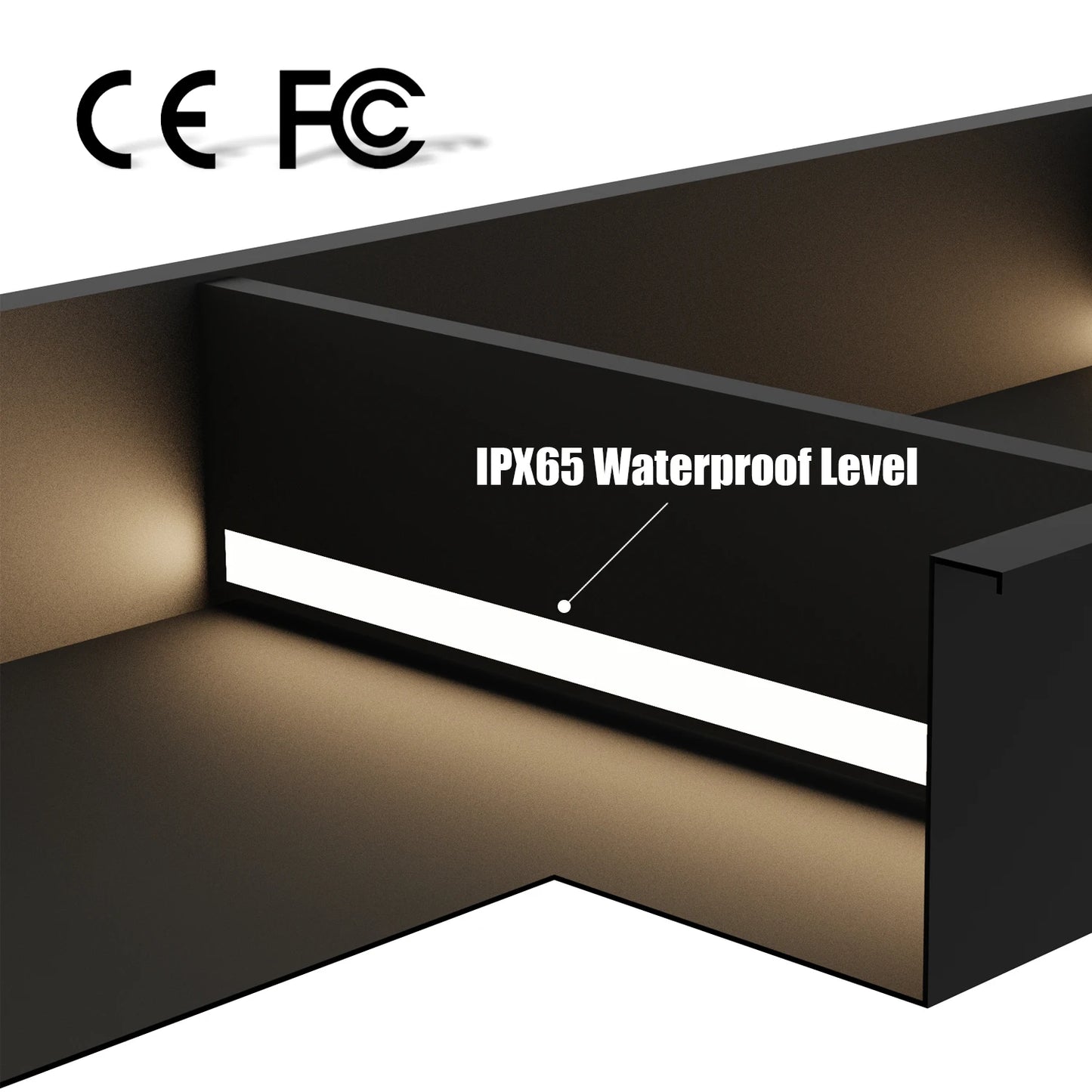 NEODRAIN Matte Black 12x24" LED Wall Niche IPX65 Waterproof Rated FCC Certified Ready to Ship From USA